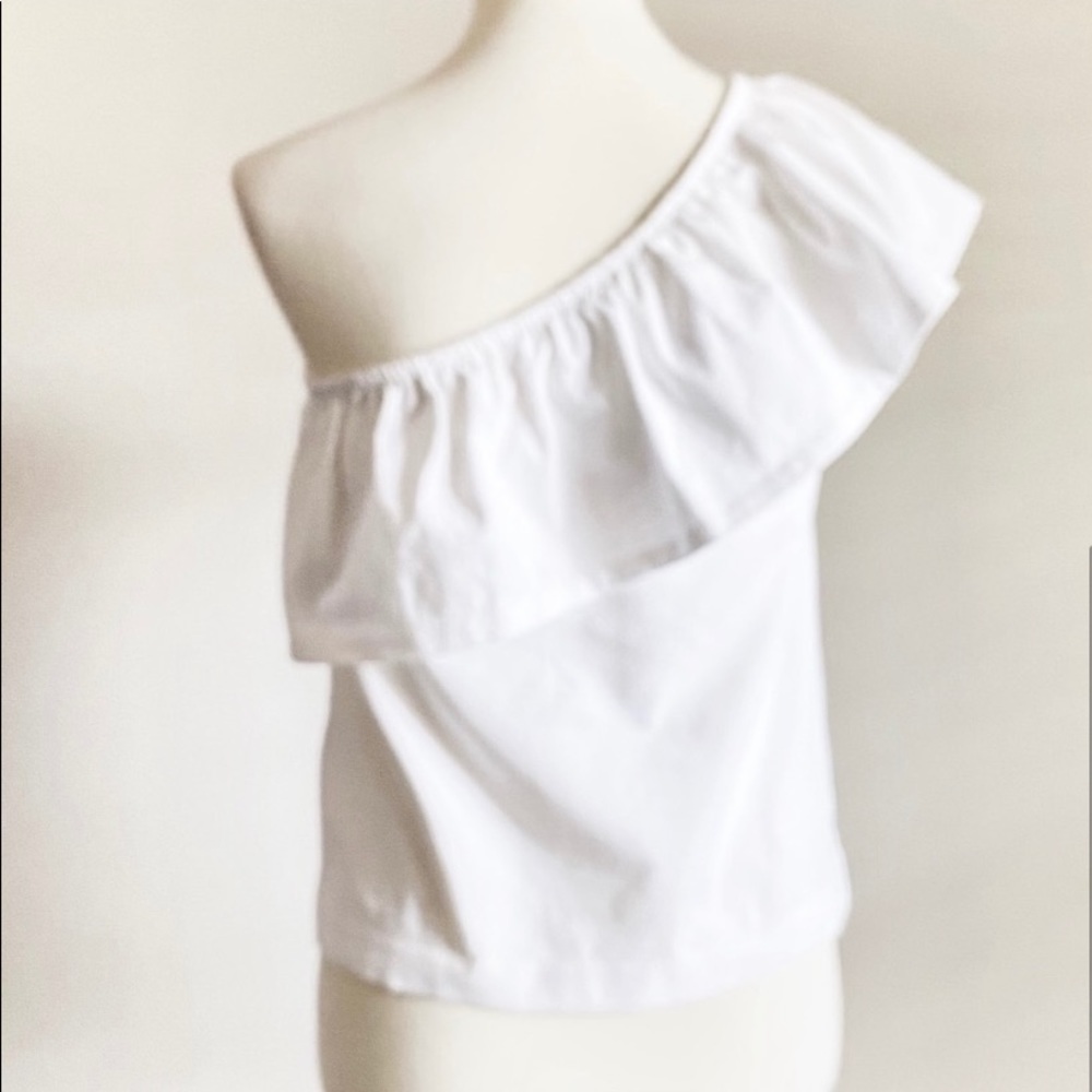 J Crew One Shoulder Blouse White Size XS - Picture 2 of 5